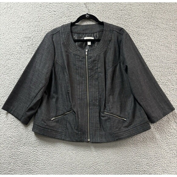 Dress Barn Jacket Womens 18/20 Gray Full Zip Pockets Lined Career Work - Picture 1 of 12